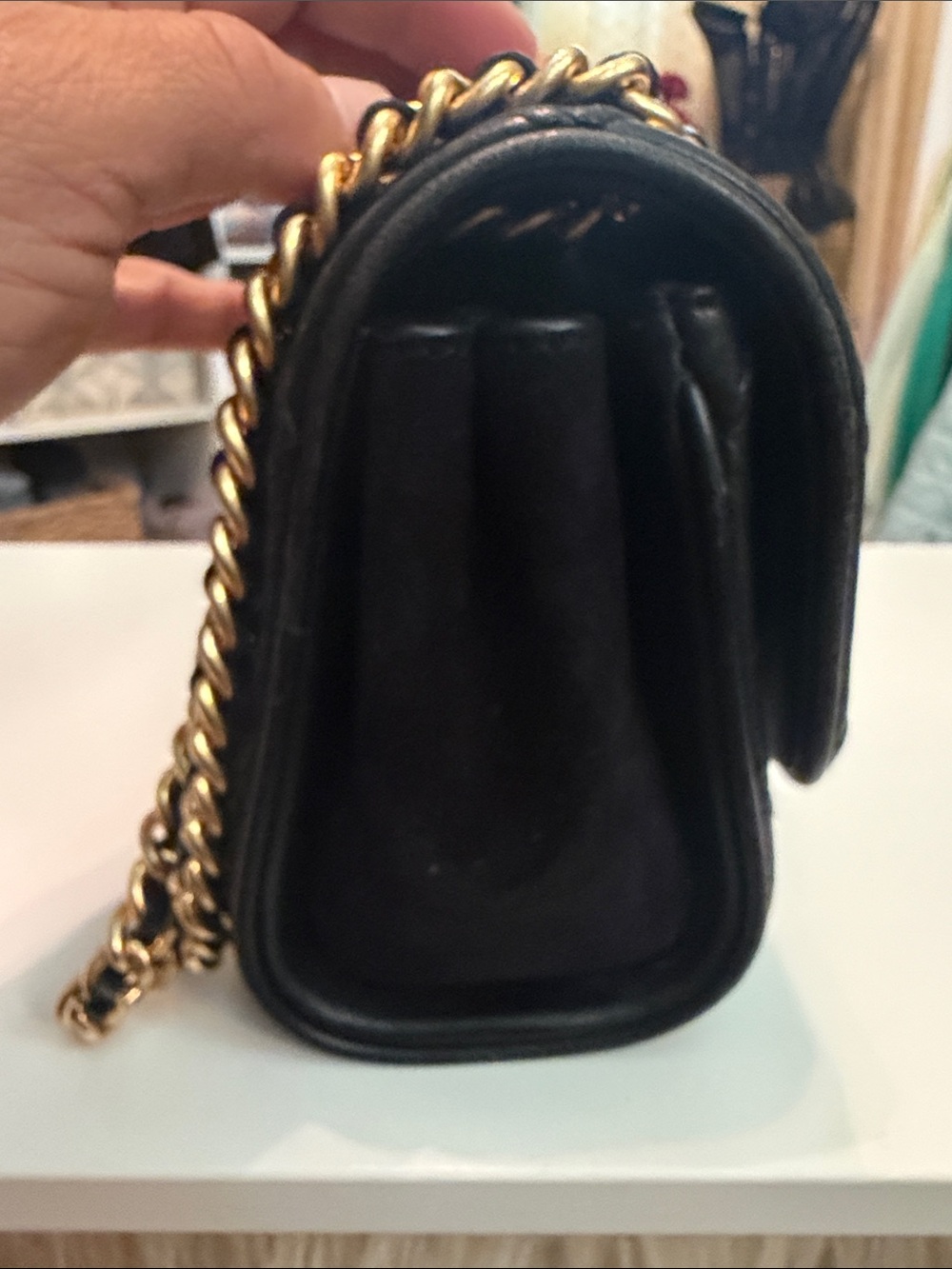 Tory Burch Fleming Black Quilted Leather Shoulder Bag with Gold Chain Strap - Picture 3 of 7